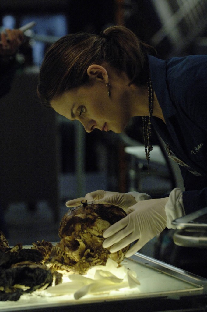 Temperance Brennan (Emily Deschanel) ausculte le crâne